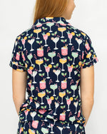 Fizz the Season Short Sleeve Button Up Sleep Shirt   Royal/Multi   -Asst.: XSmall