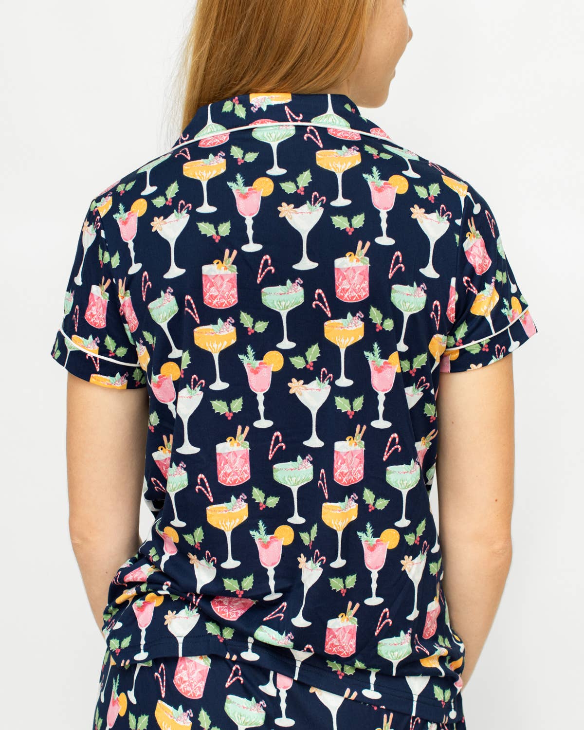 Fizz the Season Short Sleeve Button Up Sleep Shirt   Royal/Multi   -Asst.: Medium