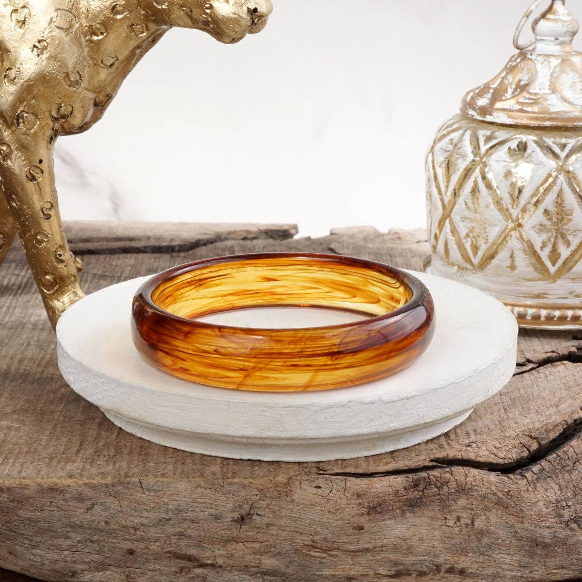 Marbled Muse – Rounded Acrylic Bangles: Tortoise