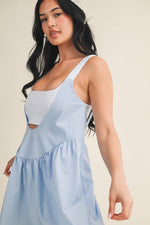 Gingham Print Double Layered Play Dress: Blue / S