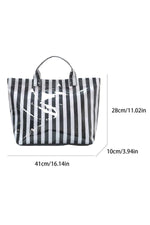 Glossy Striped Large Tote Bag: Green Pink Stripe