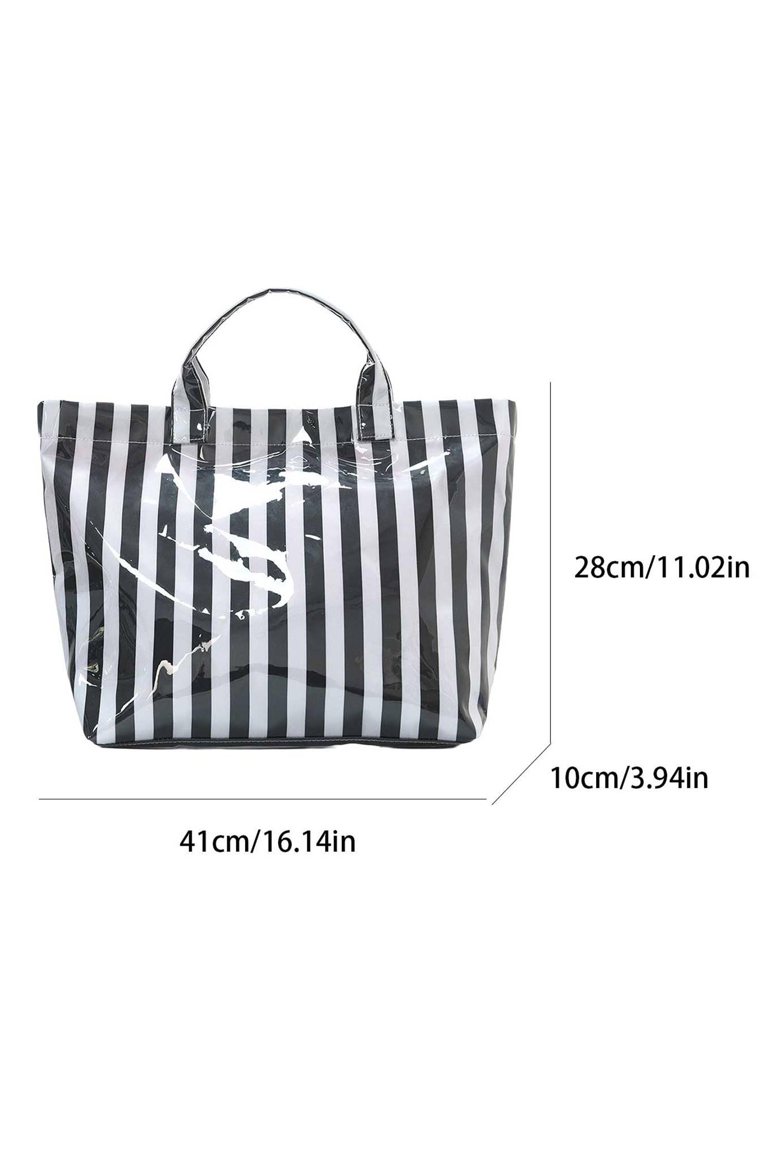 Glossy Striped Large Tote Bag: Green Pink Stripe