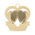 Engraveable Double Hearts Gold Wedding Anniversary Ornament