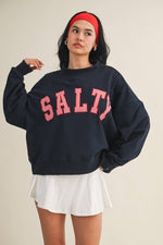 Salty Oversized Mock Neck Sweatshirt: Navy / M