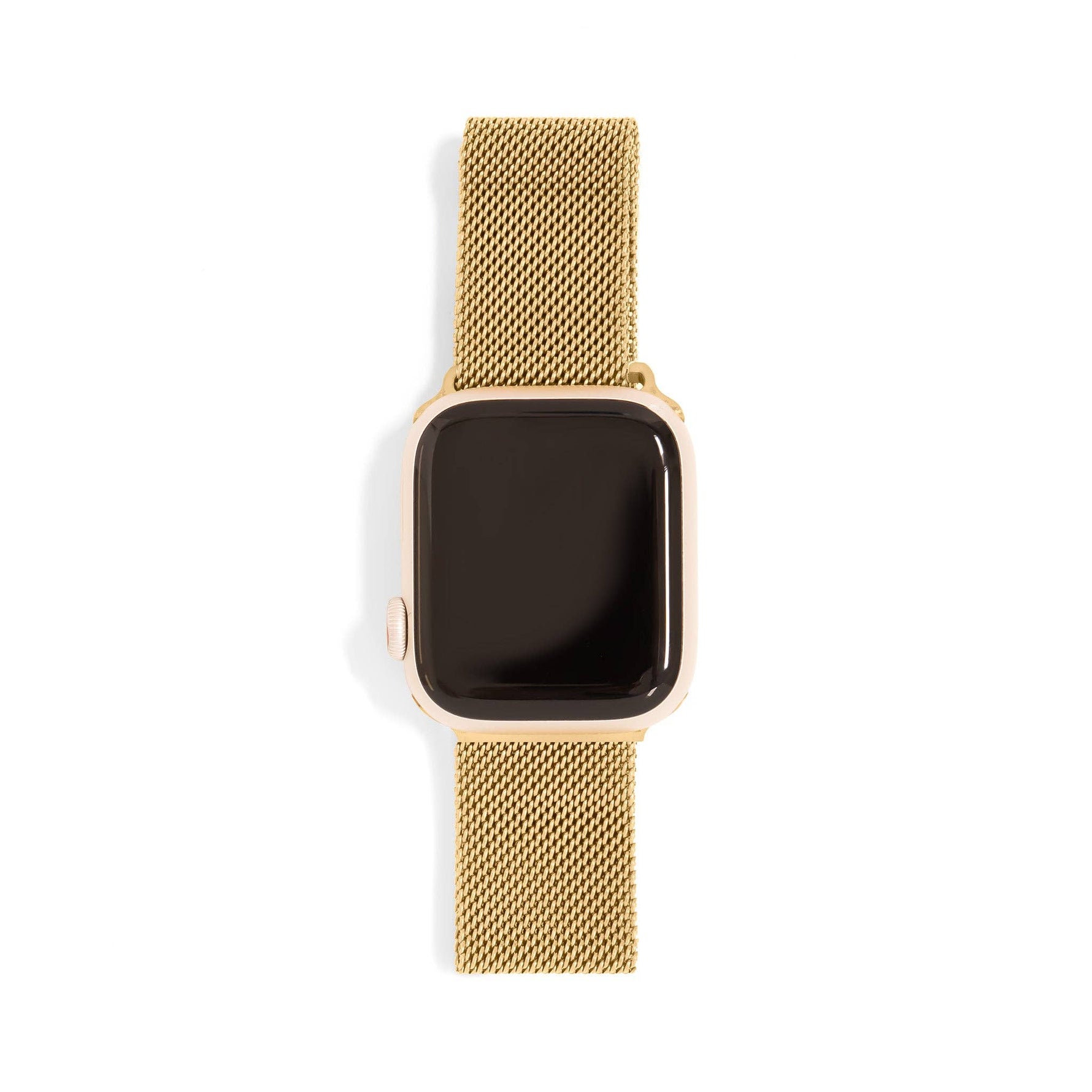 18K Gold PVD Stainless Steel Mesh Smart Watch Band: Gold