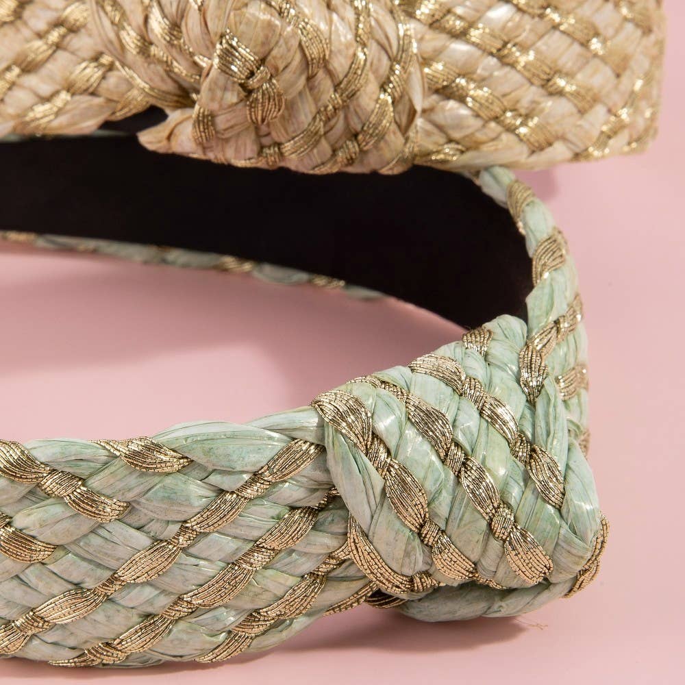 Striped Braided Twist Headband: MULTI