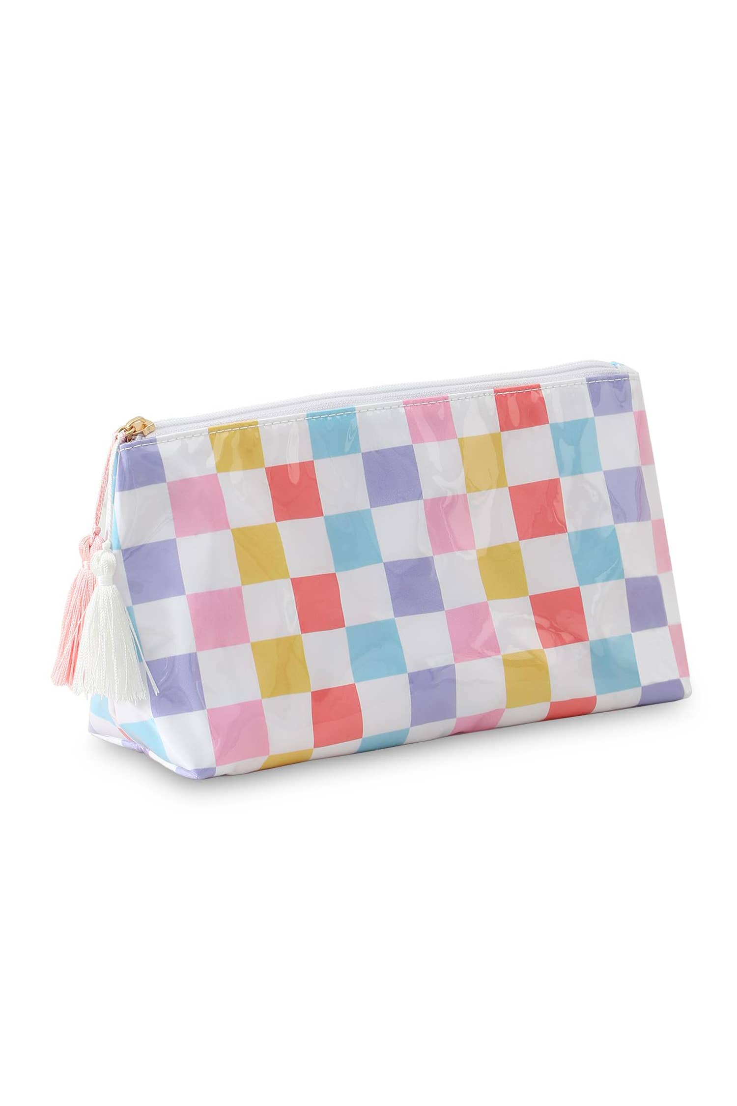 Striped Print Large Capacity Clear Makeup Bag: Red