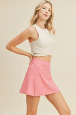 Pink High Waist Tennis Skirt: Pink / L