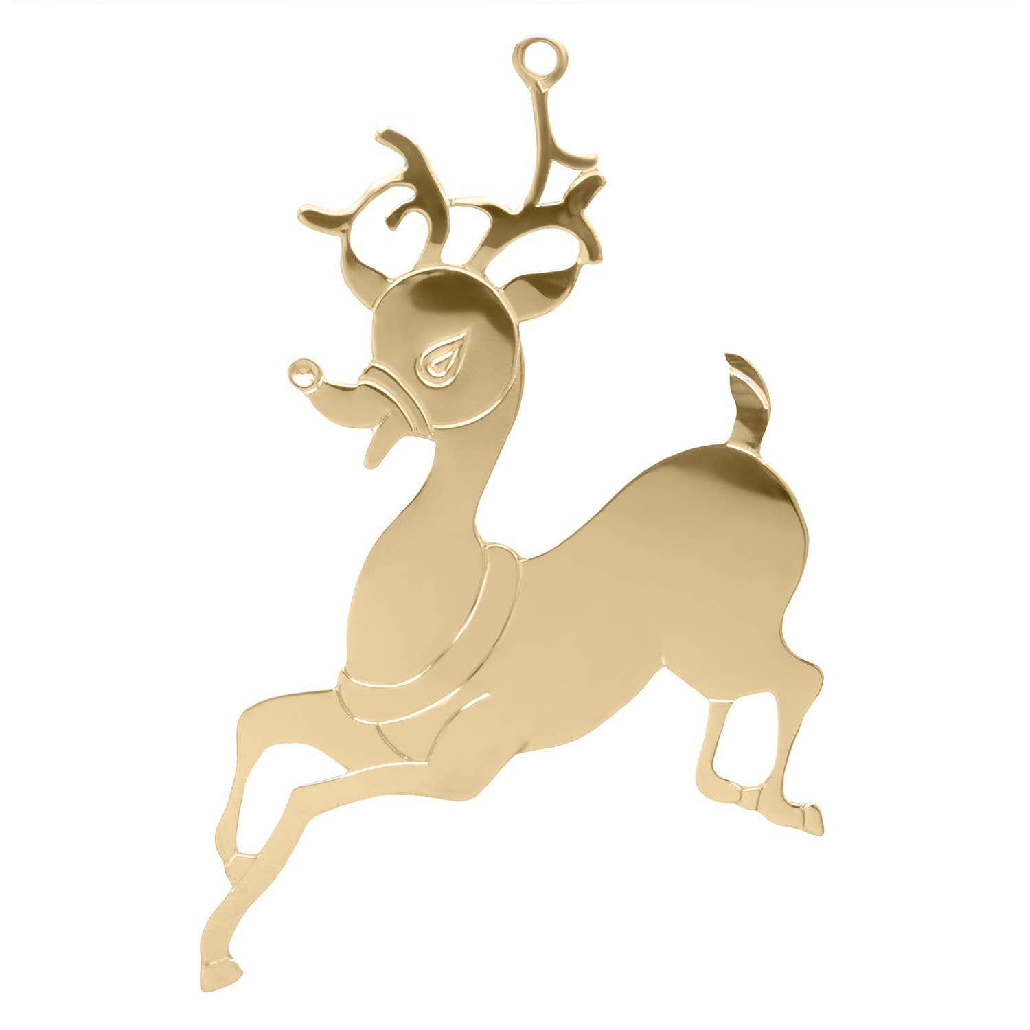 Goldtone Reindeer Christmas Tree Ornament