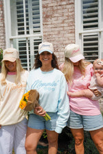 Mommin' - Striped Vintage Trucker Hat: Blue Stripe