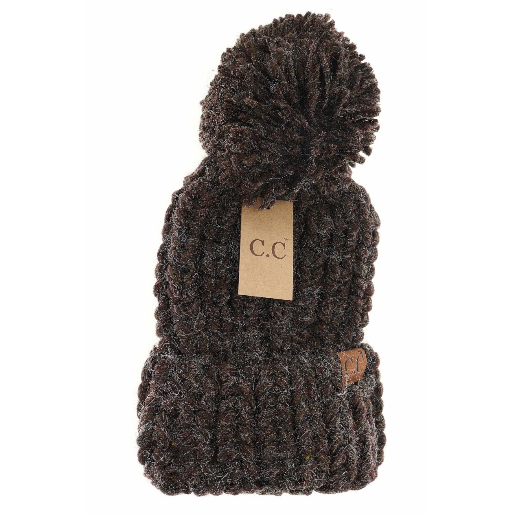 CC Chunky Knit Yarn Pom Beanie: Indigo