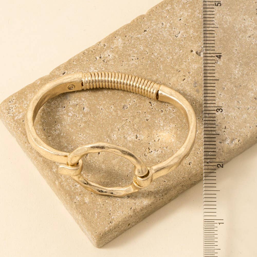Gold Hammered Circle Bangle Bracelet