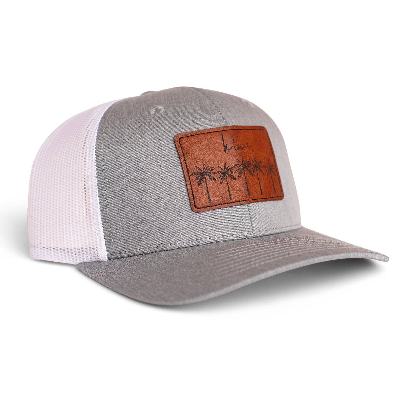 K'lani Trucker Hat - Gray/White Palms
