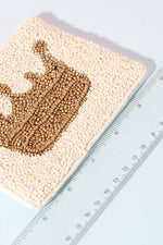 White Beaded Golden Crown Coin Purse