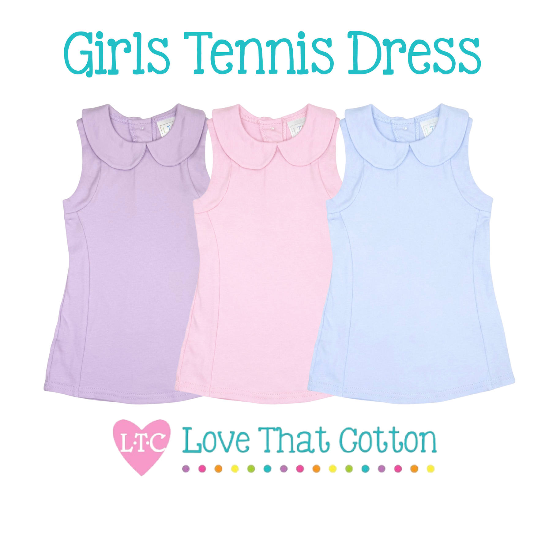(Sizing Updated) Girls Peter Pan Collar Tennis Dress: Light pink / 2t