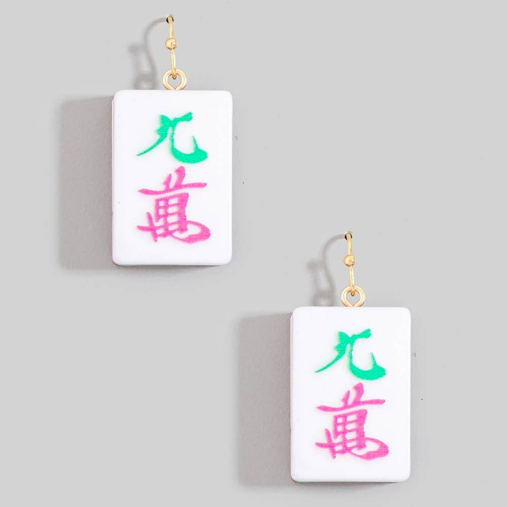 Assorted Mahjong Tile Acrylic Earrings