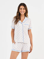 Women's Charlotte Pajama Shorts Set | Belle Blooms White: XS