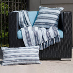Romy 12X22" Handwoven Striped Indoor/Outdoor Throw Pillow: Blue