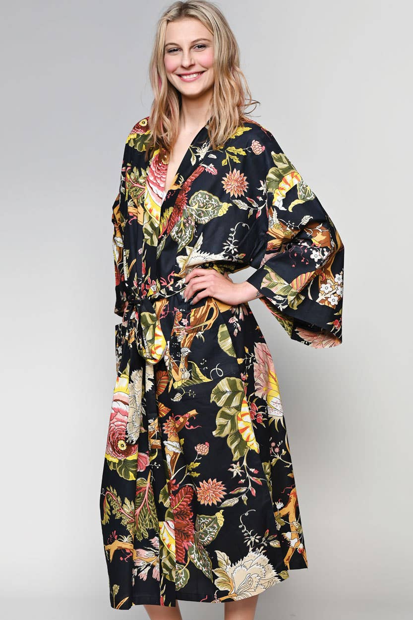 Rani Kimono Robes: Red Multi Birds