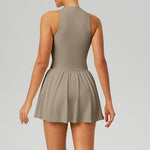 Women Cloud-Feel Fake Two-Piece Sports Dress: Blue Gray / L
