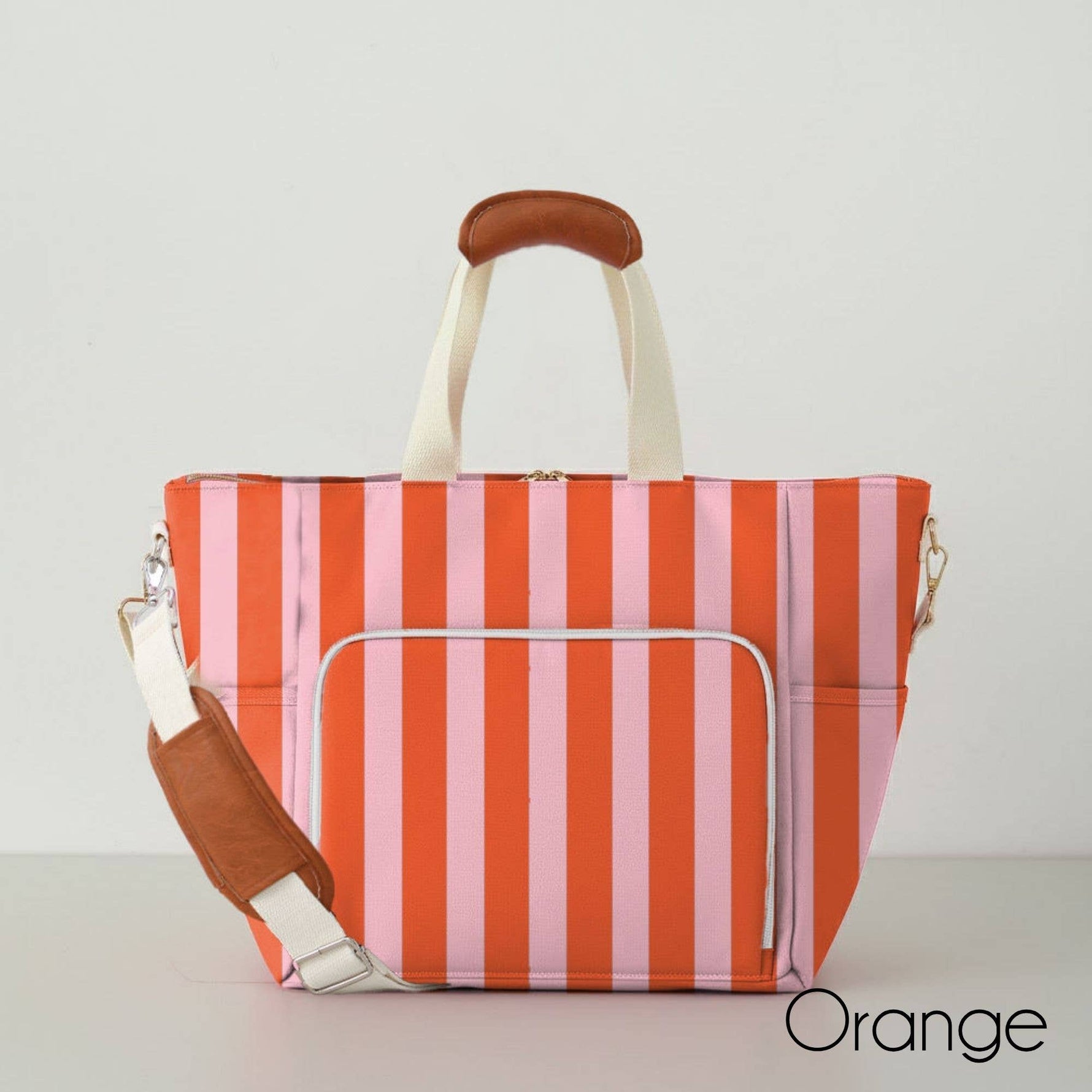 Monogrammable Blank Cooler Tote Bag: Orange