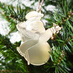 Snowman with Jingle Bell Gold Christmas Ornament