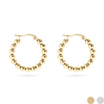 18K Gold PVD Stainless Steel Circle Ball Hoop Earrings : Gold