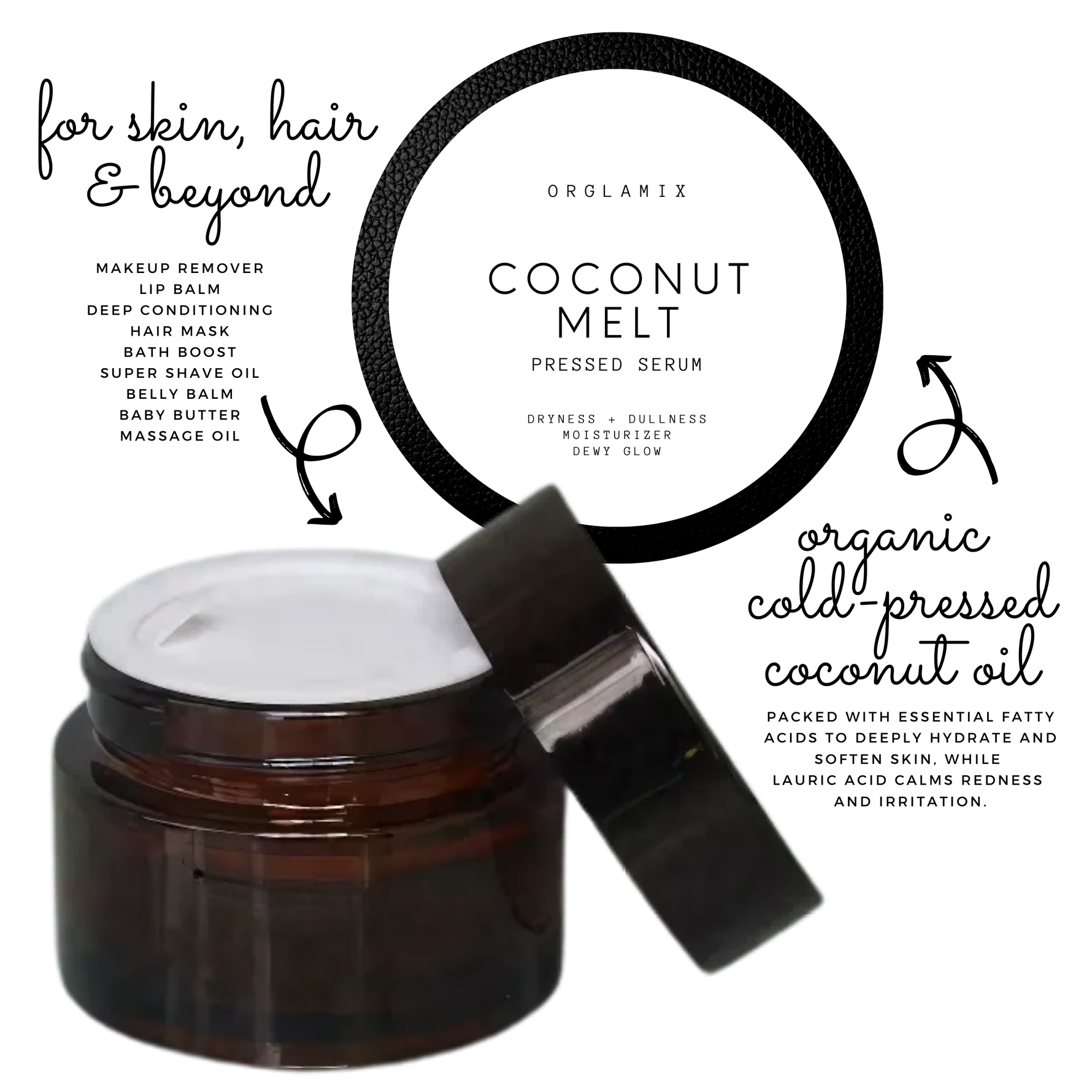 Coconut Melt - Organic Glow Balm Pressed Serum Glow Balm