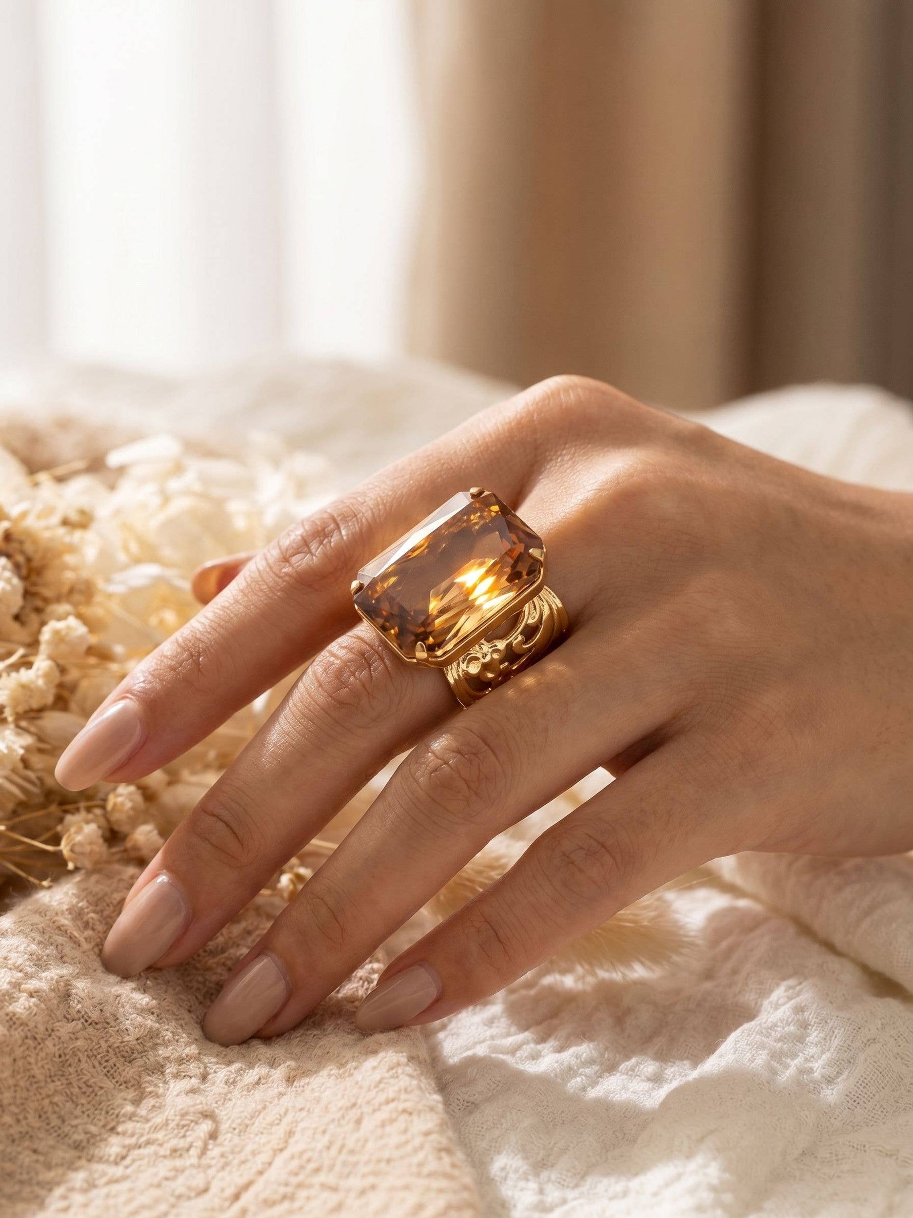 Viretta Adjustable Cocktail Ring - RBT67BGLC: Beige
