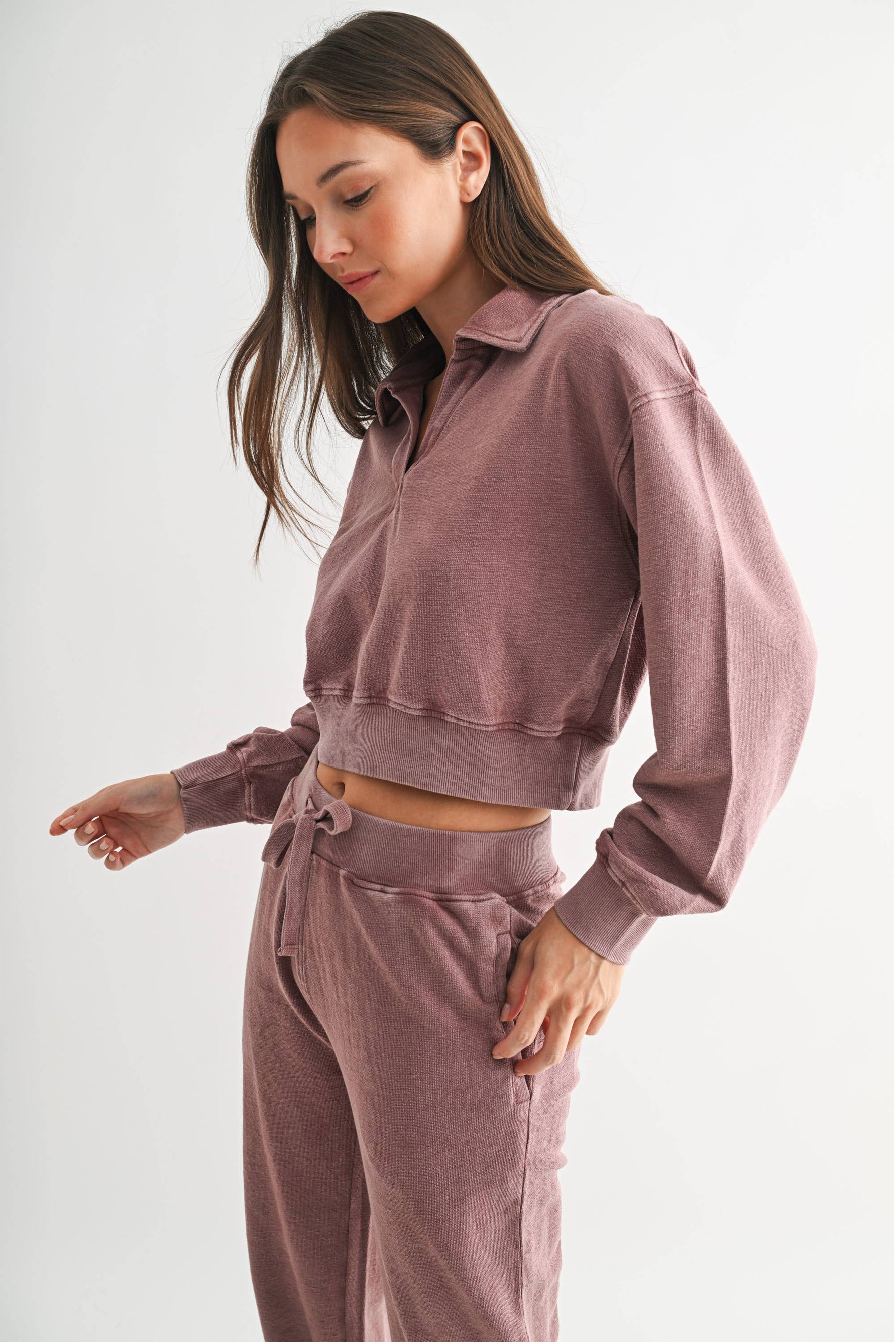 Highland Jacquard Collar Pullover: ROSE TAUPE