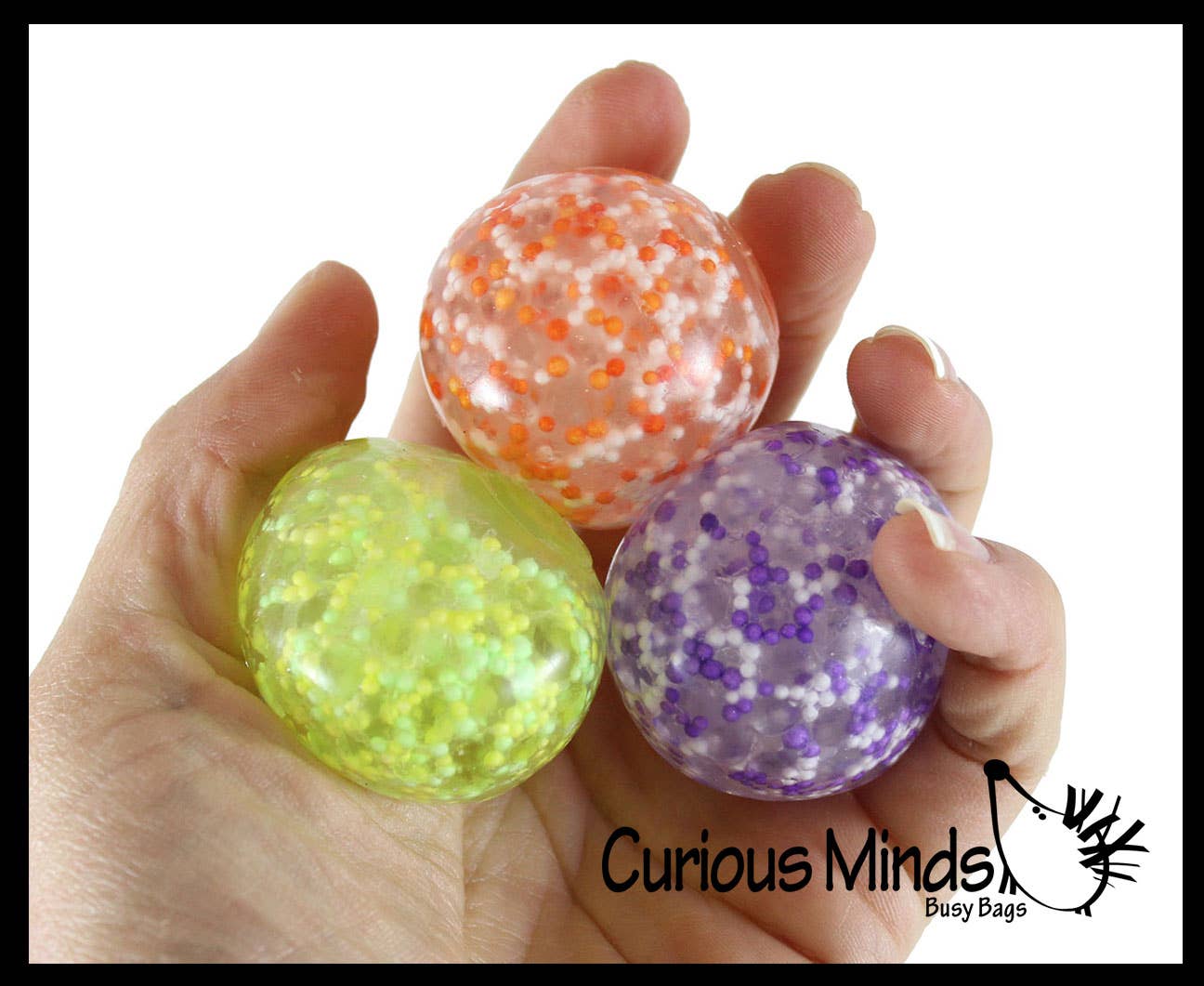 1 Pack of 3 Stress Balls -Small Amazing 1.5" Confetti Bead