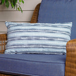 Romy 12X22" Handwoven Striped Indoor/Outdoor Throw Pillow: Blue