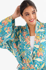 Lalita Block Print Kimono Robes: Indigo