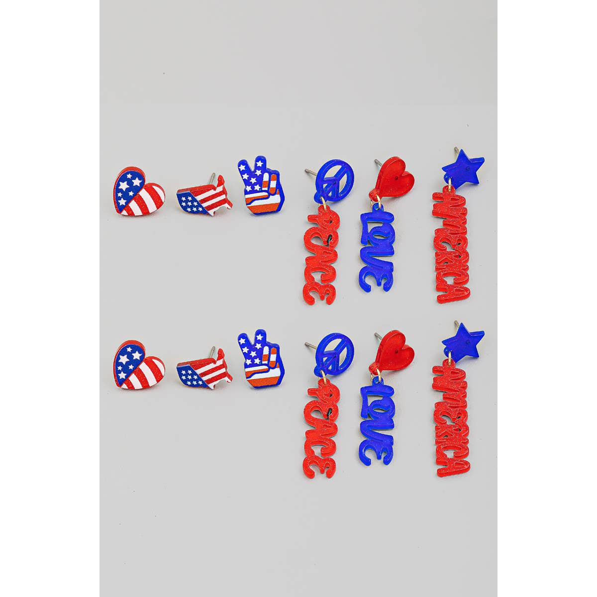America Love Peace Earrings Set: USA