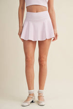 Gingham Print Mini Circle Skort with Bow Back and Lace Trim: Blue Gingham / S