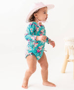 Girls Pink Seersucker Swim Hat: 0-12m