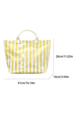 Glossy Striped Large Tote Bag: Green Pink Stripe