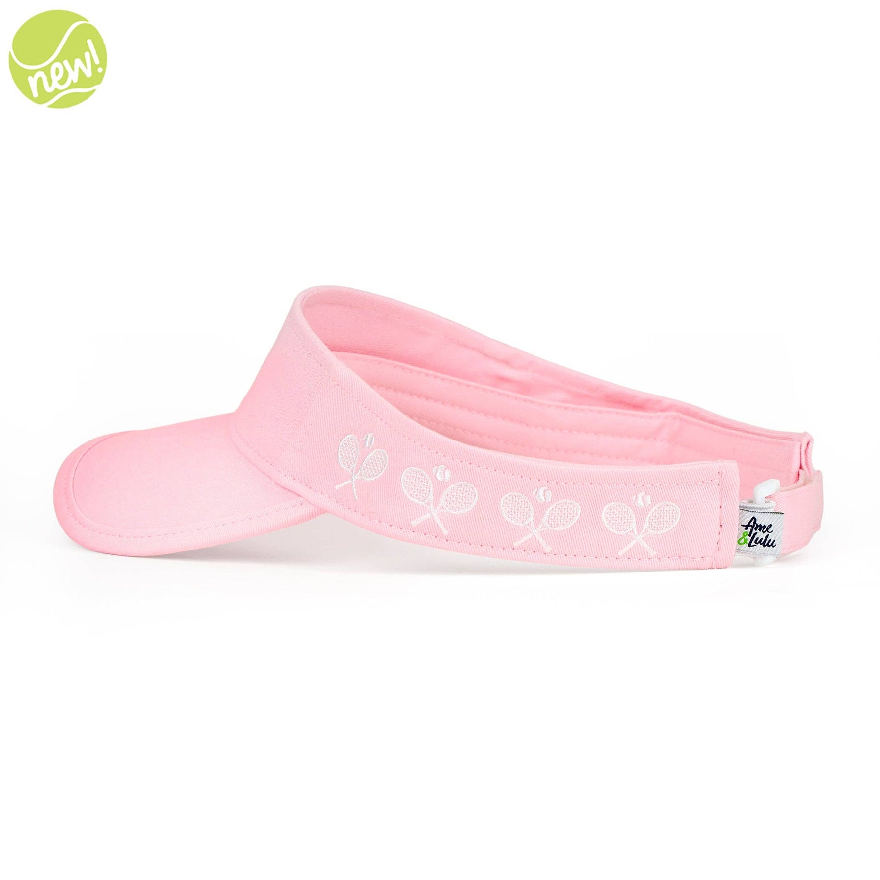 Country Club Visor: Pink With Crossed Racquets White