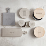 Dark Grey Cement Serving Bowl with Wood Lid