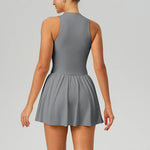 Women Cloud-Feel Fake Two-Piece Sports Dress: Blue Gray / L