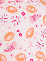 Baby Girls Spirit Squad Football Knit Long Sleeve Flutter Bubble Romper: Pink / 6-12m