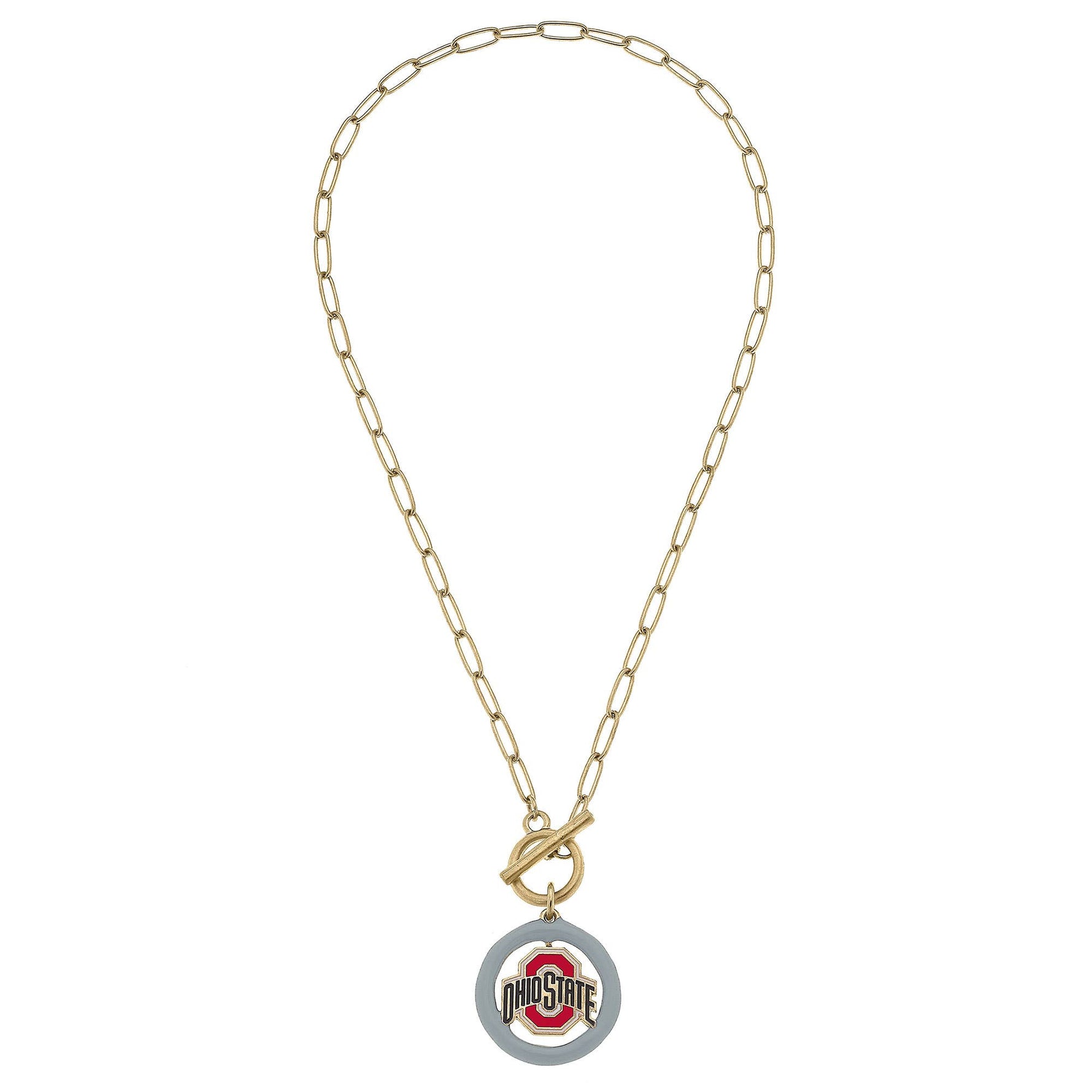 Ohio State Buckeyes Logo Enamel T-Bar Necklace