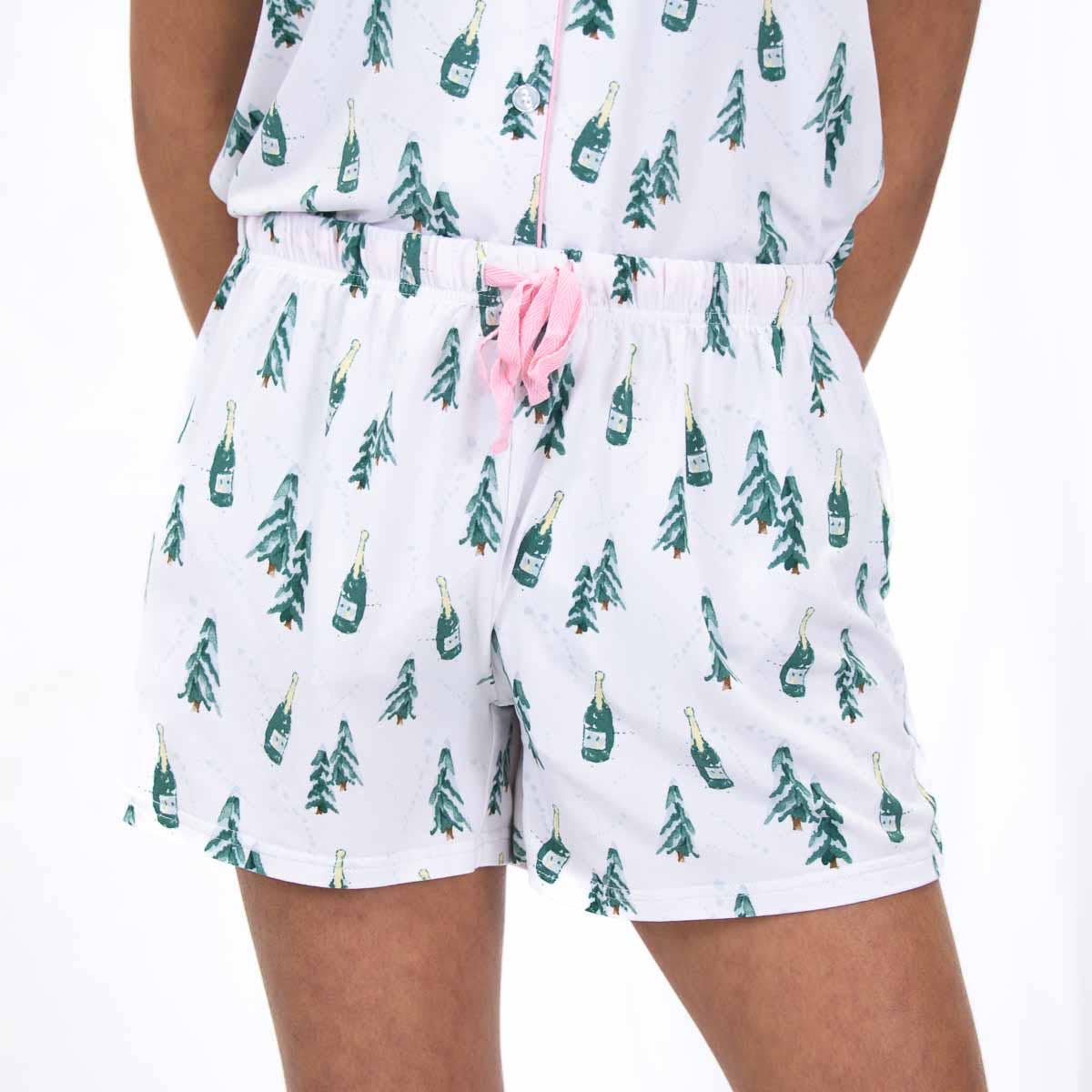 Christmas Cheers Sleep Shorts    White/Spruce/Light Pink    XSmall