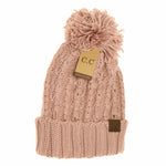 CC Slipstitch Pom Beanie: Lt. Grey