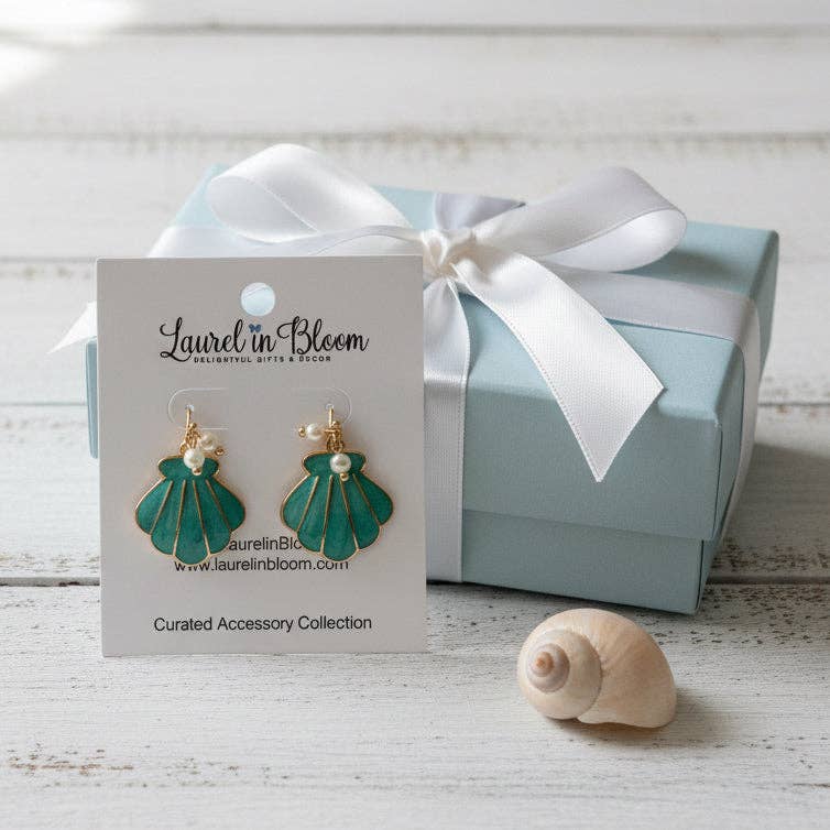 Seaside Siren Shell Drops: Teal