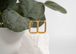 18K Gold PVD Rounded Rectangle Everyday Huggie Earrings: Gold