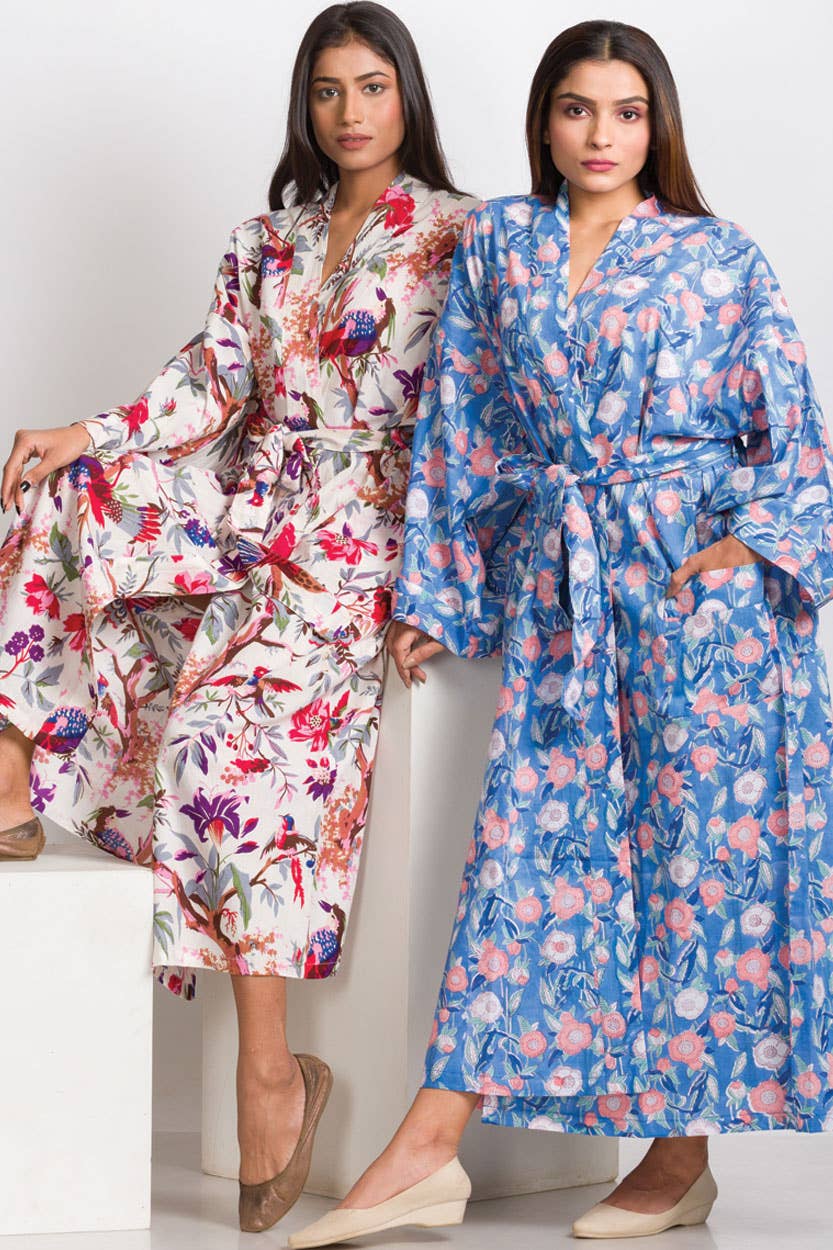 Rani Kimono Robes: Red Multi Birds