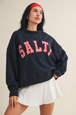 Salty Oversized Mock Neck Sweatshirt: Navy / M