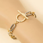 Gold Dipped Two Tone Toggle Chain Bracelet: TWO TONE