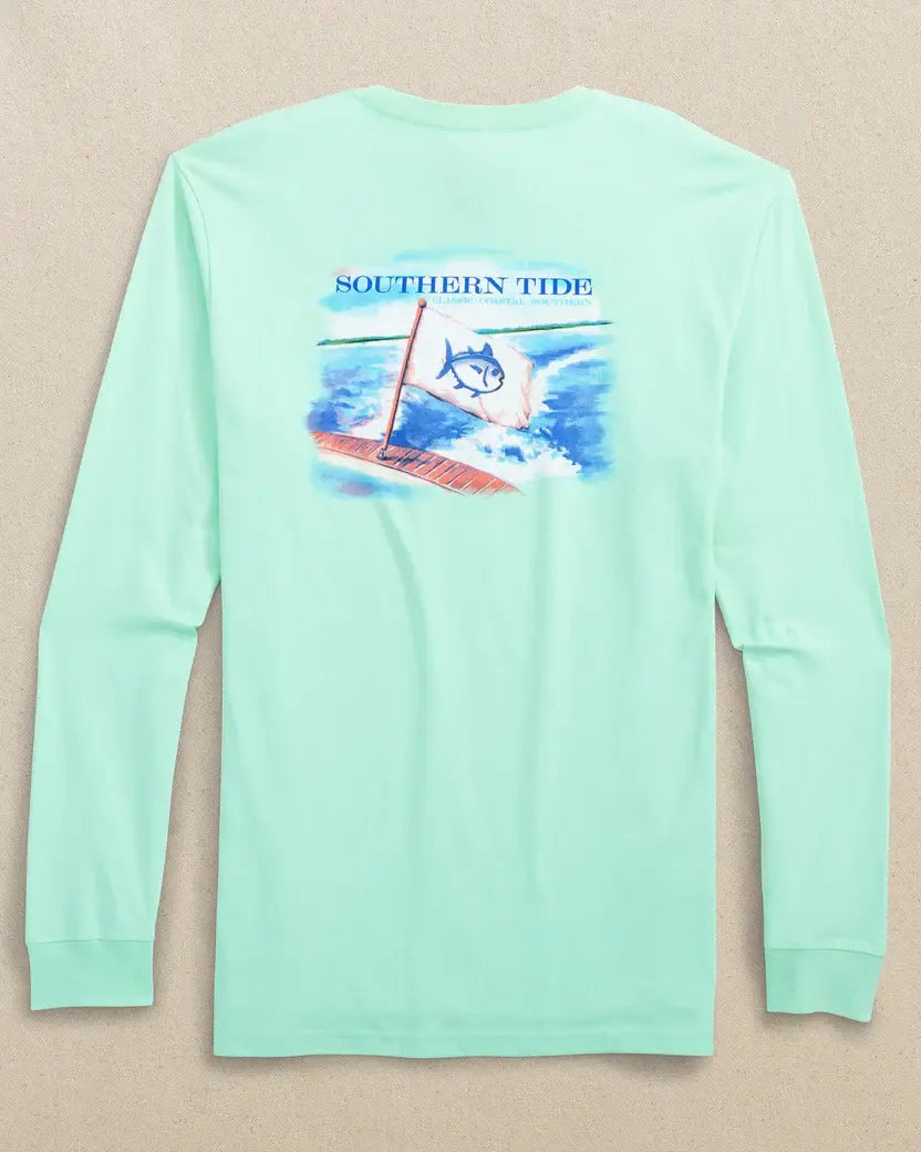 M LS Coastal Watercolor Tee: Offshore Green - 1055 / XL